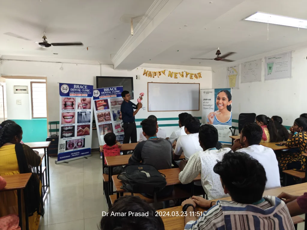 Dr g Amar Prasad giving a Dental Education for the students of Relevium Institute Of Medical Sciences
